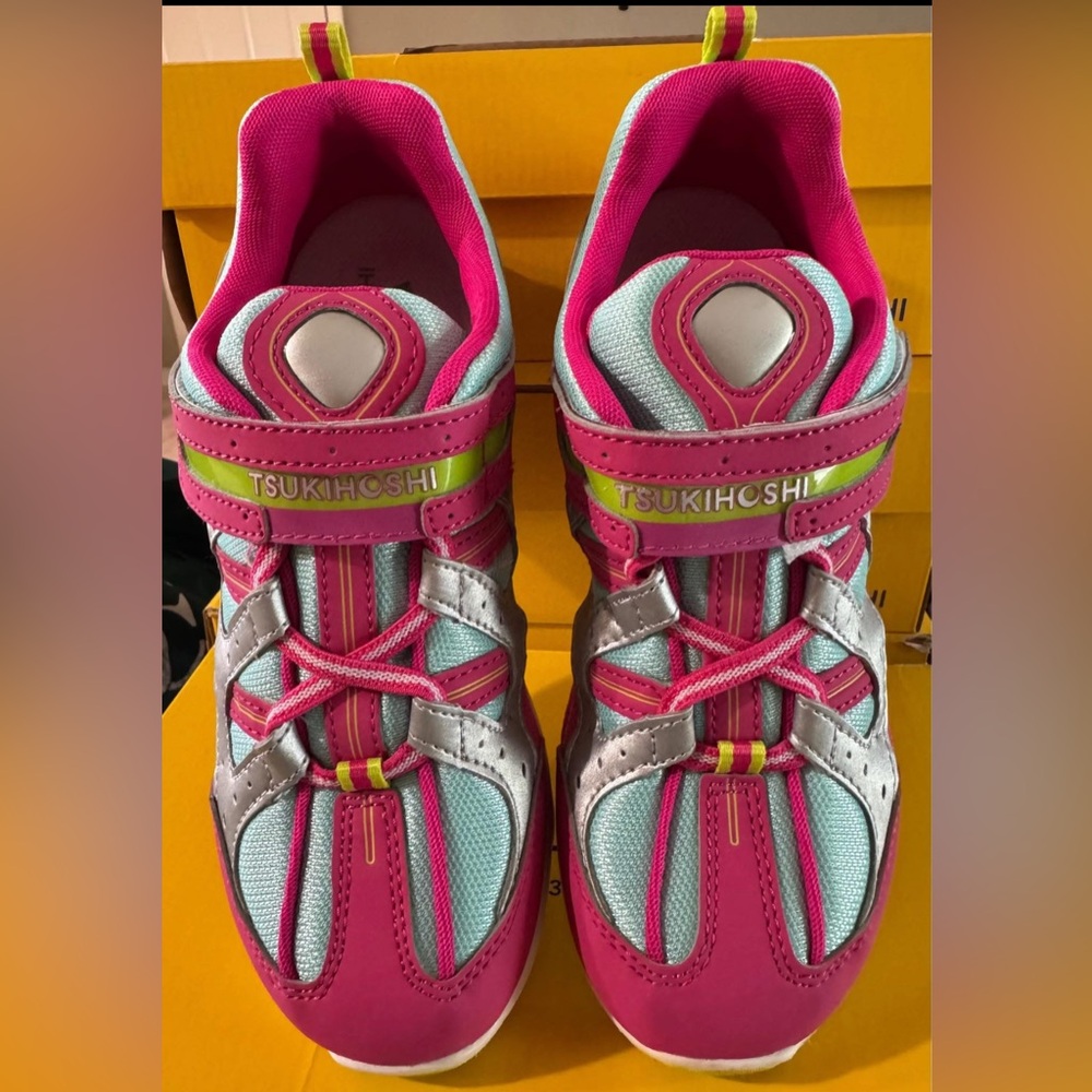 Tsukihoshi Kids Fuchsia and Silver Sneakers